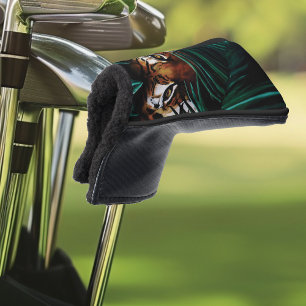 Intensive Grüne Dschungel Tiger Augen Wildnis Blät Golf Headcover