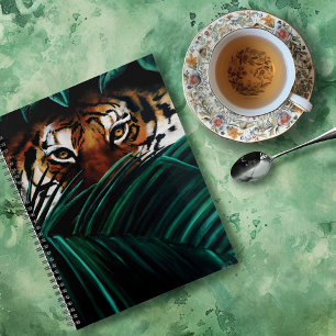 Intensive Grüne Dschungel Tiger Augen Wildnis Blät Planer