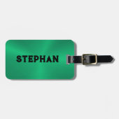 Intensive grüne Metallic Textur anpassbarer Text Gepäckanhänger (Vorderseite horizontal)