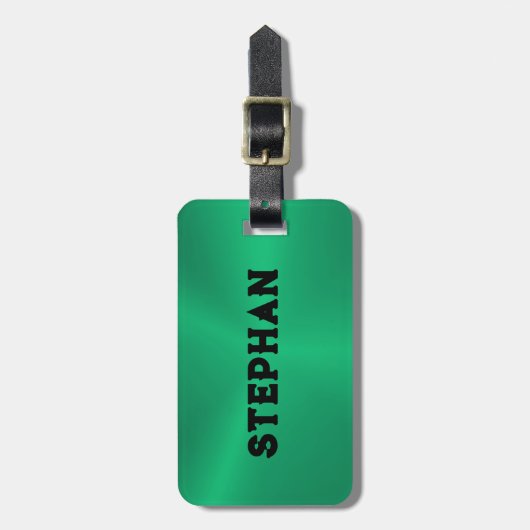 Intensive grüne Metallic Textur anpassbarer Text Gepäckanhänger (Vorderseite vertikal)