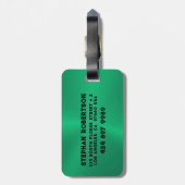 Intensive grüne Metallic Textur anpassbarer Text Gepäckanhänger (Rückseite vertikal)