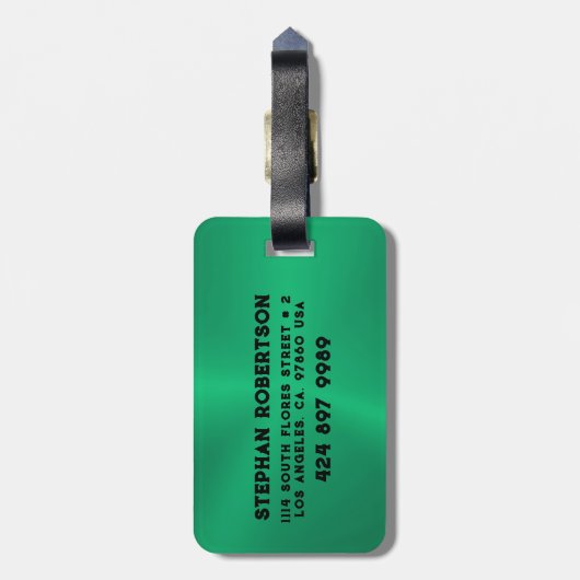 Intensive grüne Metallic Textur anpassbarer Text Gepäckanhänger (Rückseite vertikal)