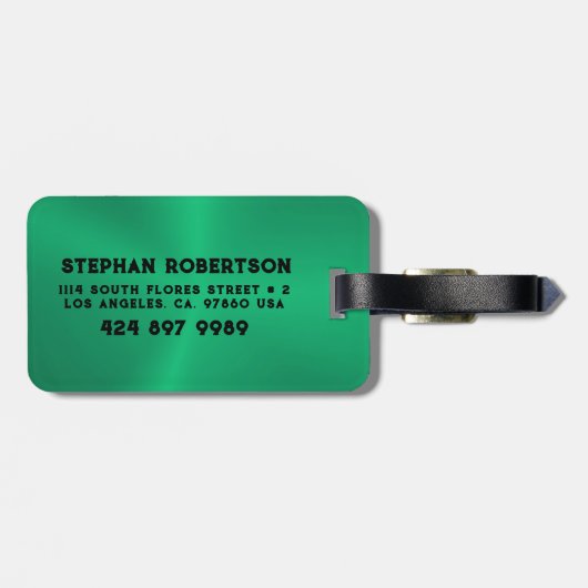 Intensive grüne Metallic Textur anpassbarer Text Gepäckanhänger (Rückseite horizontal)