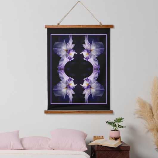 Intensive japanische Iris-Blume Nah Abstrakt Wandteppich Mit Holzrahmen (Schlafzimmer)