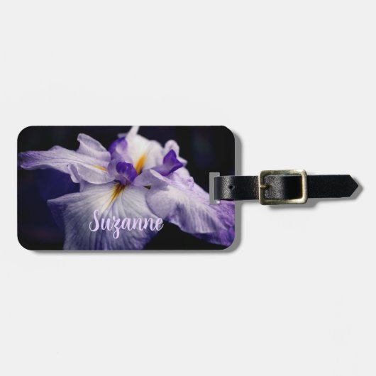 Intensive japanische Iris-Blume Nah Personalisiert Gepäckanhänger (Vorderseite horizontal)