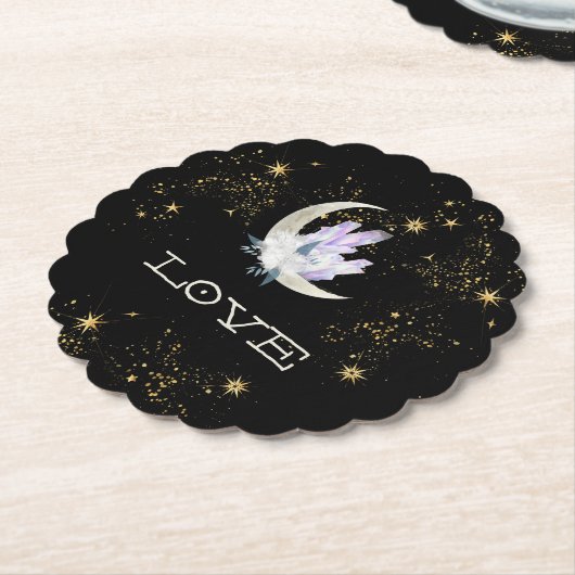 ~* INTENSIVE LIEBE Gold Celestial Crystal Moon Untersetzer (angewinkelt)