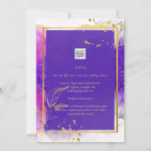 Intensive Lila Rosa Gold Hochzeit Alkohol Tinte Einladung (Rückseite)