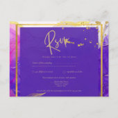 Intensive Lila Rosa Gold Hochzeit Alkohol Tinte Postkarte (Vorderseite)