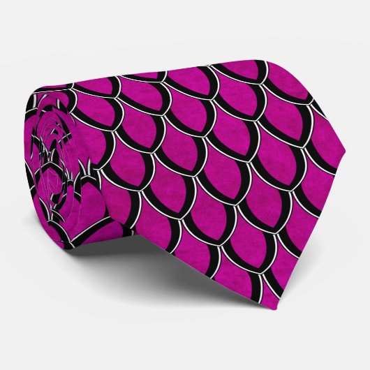 Intensive rosa Drache-Skala-Krawatte Krawatte (Gerollt)
