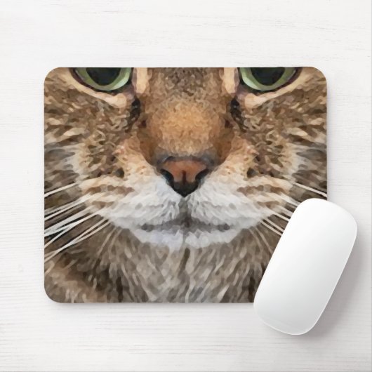 Intensive Tabby-Katze-Puss-Gesicht - Grüne Augen F Mousepad (Mit Mouse)