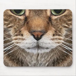 Intensive Tabby-Katze-Puss-Gesicht - Grüne Augen F Mousepad