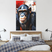 Intensiver Blick auf den Schimpansen Leinwanddruck (Insitu (Schlafzimmer))