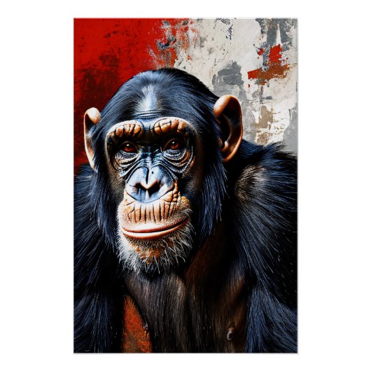 Intensiver Blick auf den Schimpansen Poster (Vorderseite)