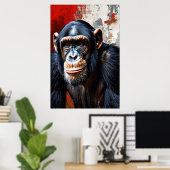 Intensiver Blick auf den Schimpansen Poster (Heimbüro)