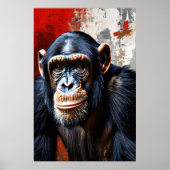 Intensiver Blick auf den Schimpansen Poster (Vorne)