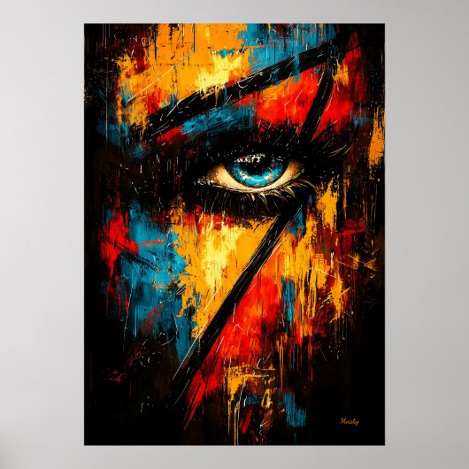 Intensiver Blick Zeitgenössischer Expressionistisc Poster (Vorne)