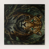 Intensiver grüner Jaguar-Dschungel mit Augen Puzzle (Horizontal)