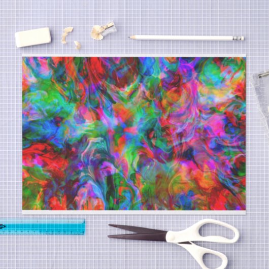 Intensiver psychedelischer heller Farbstrudel Seidenpapier (Handwerk)