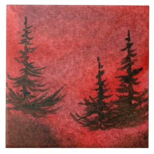 Intensiver Sonnenuntergang nächtliche, misige Pini Fliese