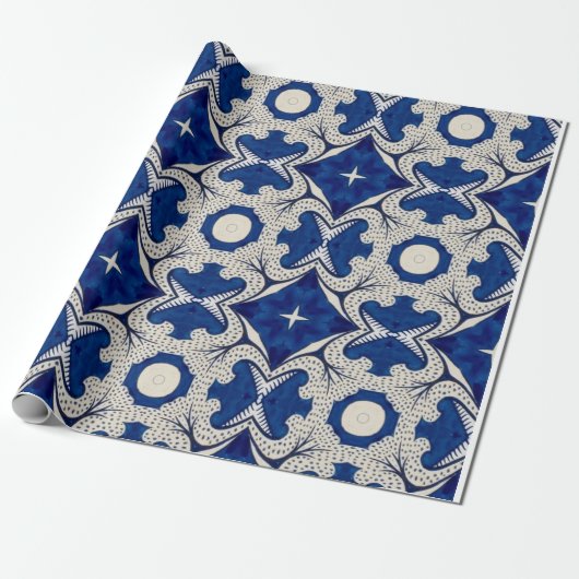 Intensives blaues Musterpapier Geschenkpapier (Ungerollt)