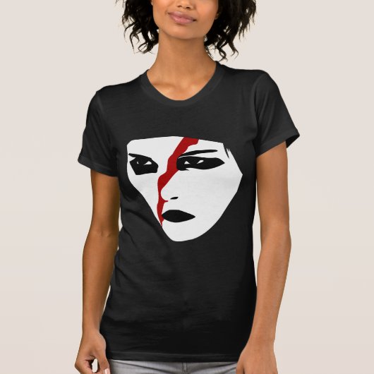 Intensives facepaint mit rotem Hieb T-Shirt (Vorderseite)