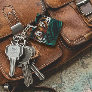 Intensives Grün Dschungel Tiger Augen Wildnis Blät Schlüsselanhänger