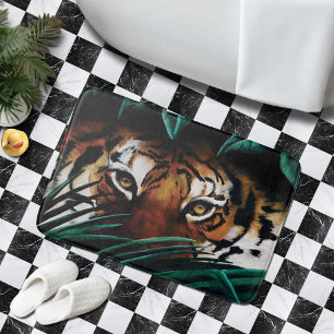 Intensives Grünes Dschungel Tiger Augen Wildnis Bl Badematte