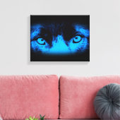 Intensives Hundeschauen in blauer Abstrakter Kunst Leinwanddruck (Insitu (Wohnzimmer))