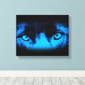 Intensives Hundeschauen in blauer Abstrakter Kunst Leinwanddruck (Insitu (Holzboden))