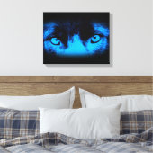 Intensives Hundeschauen in blauer Abstrakter Kunst Leinwanddruck (Insitu (Schlafzimmer))