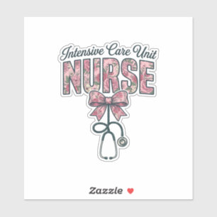 Intensivstation Krankenpfleger Blumenschleife-Shir Aufkleber