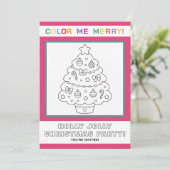 Interaktive Weihnachtsbaum-Malvorlage für Kinder Einladung (Stehend Vorderseite)
