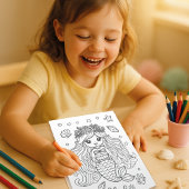 Interaktiver Mermaid-Farbspass Kreativer Geburtsta Einladung