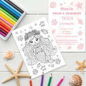 Interaktiver Mermaid-Farbspass Kreativer Geburtsta Einladung