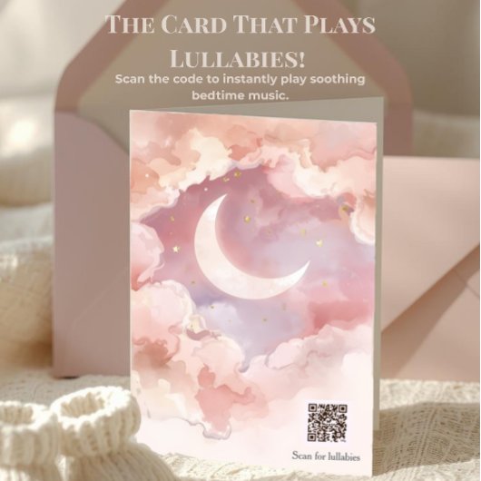 Interaktiver Wiegenlied-QR-Code | Pink Moon Shower Karte