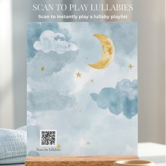 Interaktives QR-Code-Wiegenlied Blaue Wasserfarbe Acrylschild