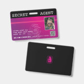 Interaktives Spy-Abzeichen für Agent - Rosa Ausweis (Vorder- & Rückseite)