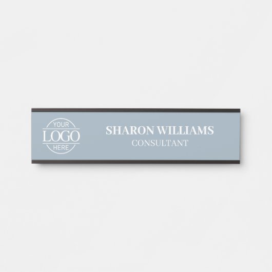 Interchangeable Dusty Blue Custom Business Logo  Türschild (Vorderseite )