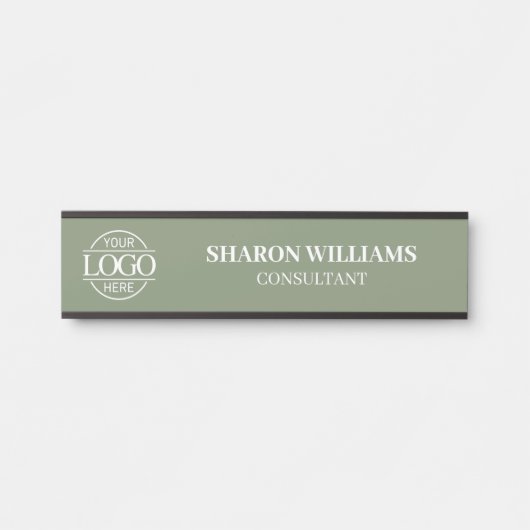Interchangeable Sage Green Custom Business Logo  Türschild (Vorderseite )