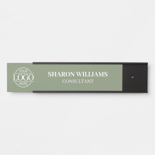 Interchangeable Sage Green Custom Business Logo Türschild (Vorderseite )
