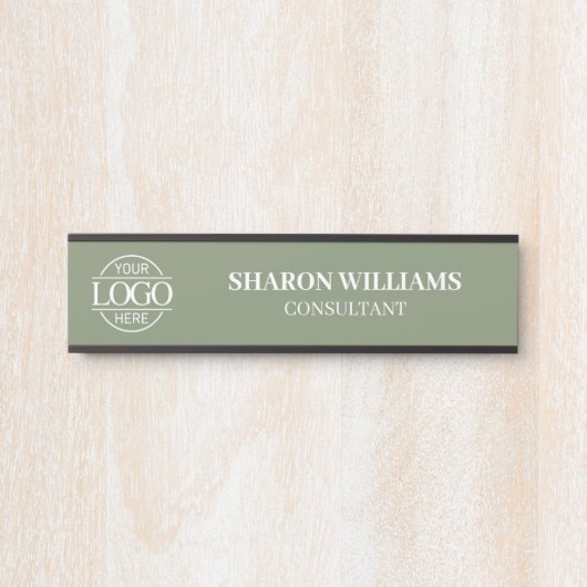 Interchangeable Sage Green Custom Business Logo  Türschild (Vorderseite )