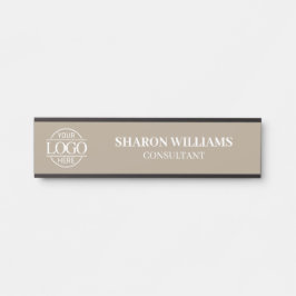 Interchangeable Taupe Beige Custom Business Logo Türschild