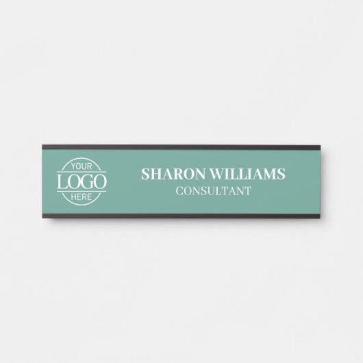 Interchangeable Teal Green Custom Business Logo Türschild (Vorderseite )