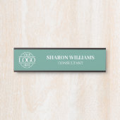 Interchangeable Teal Green Custom Business Logo  Türschild (Vorderseite )