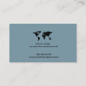 Intercontinental Travel Agent Weltkarte blau Visitenkarte (Rückseite)