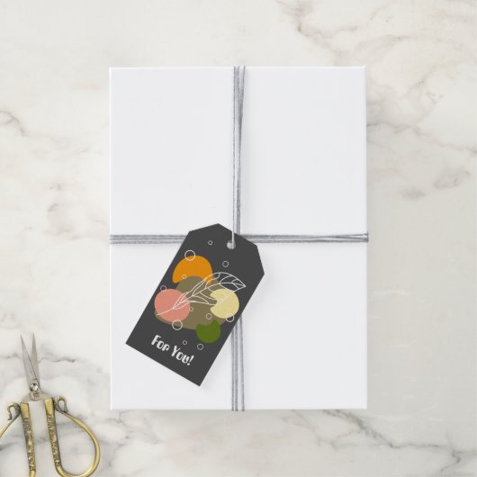 Interessante abstrakte Punkte mit Blätter Geschenkanhänger (Mit Garn)