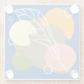 Interessante abstrakte Punkte mit Blätter Glasuntersetzer (Rückseite)