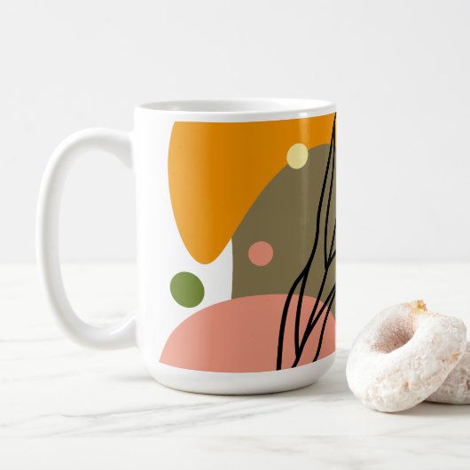 Interessante abstrakte Punkte mit Blätter Kaffeetasse (Mit Donut)