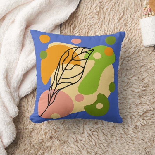 Interessante abstrakte Punkte mit Blätter Kissen (Decke)