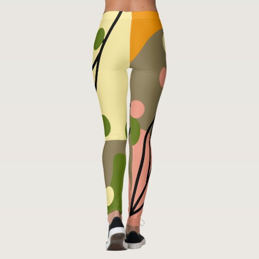 Interessante abstrakte Punkte mit Blätter Leggings (Rückseite)
